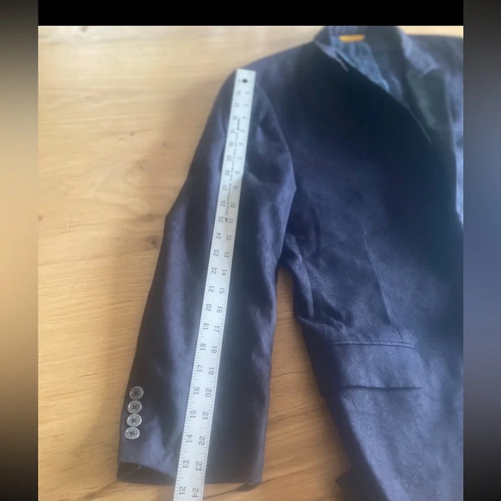 Hickey Freeman Barkley Wool Silk Brocade Tuxedo‎ Jacket Navy Blue Men’s 48 R Pre
